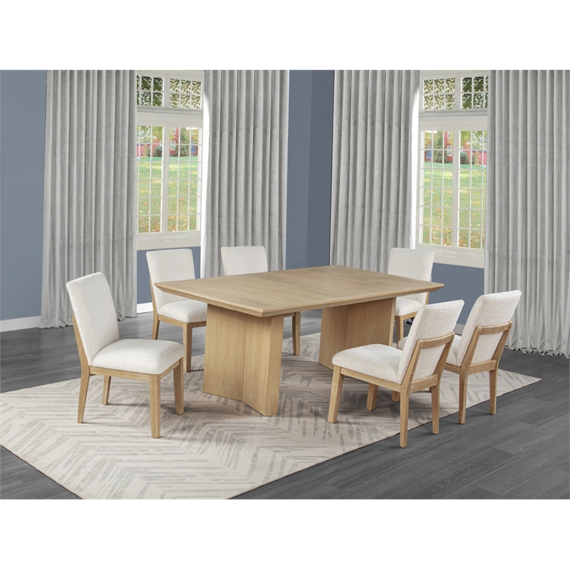Best Quality Furniture Light Brown Oak Wood 7 Piece Dining Set
