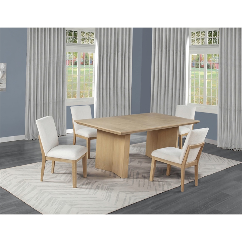 Best Quality Furniture Light Brown Oak Wood 5 Piece Dining Set