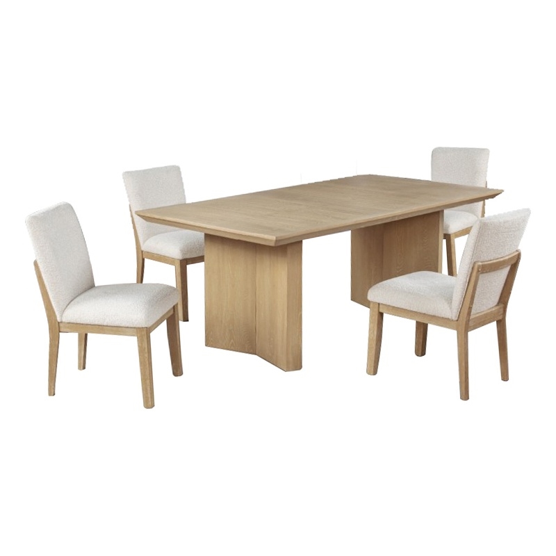 Best Quality Furniture Light Brown Oak Wood 5 Piece Dining Set
