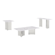 Best Quality Furniture 3pc White Marble Coffee Table Set with Stainless Steel