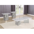 Best Quality Furniture 3pc White Marble Coffee Table Set with Stainless Steel