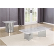Best Quality Furniture 2pc White Marble Coffee Table Set with Stainless Steel