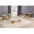 Best Quality Furniture 4pc White Marble Coffee Table Set with Stainless Steel