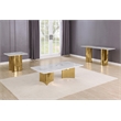 Best Quality Furniture 3pc White Marble Coffee Table Set with Stainless Steel