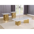 Best Quality Furniture 3pc White Marble Coffee Table Set with Stainless Steel