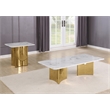 Best Quality Furniture 2pc White Marble Coffee Table Set with Stainless Steel