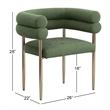 Best Quality Furniture Green Teddy Fabric Side Chairs with Gold Iron Base