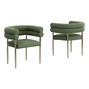 Best Quality Furniture Green Teddy Fabric Side Chairs with Gold Iron Base