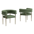 Best Quality Furniture Green Teddy Fabric Side Chairs with Gold Iron Base
