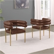 Best Quality Furniture Faux Leather Side Chairs with Gold Iron Base