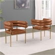 Best Quality Furniture Faux Leather Side Chairs with Gold Iron Base