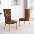 Best Quality Furniture Faux Leather Dining Chairs with Gold Base & Nailhead Trim