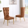 Best Quality Furniture Faux Leather Dining Chairs with Gold Base & Nailhead Trim