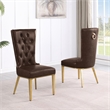Best Quality Furniture Faux Leather Dining Chairs with Gold Base & Nailhead Trim