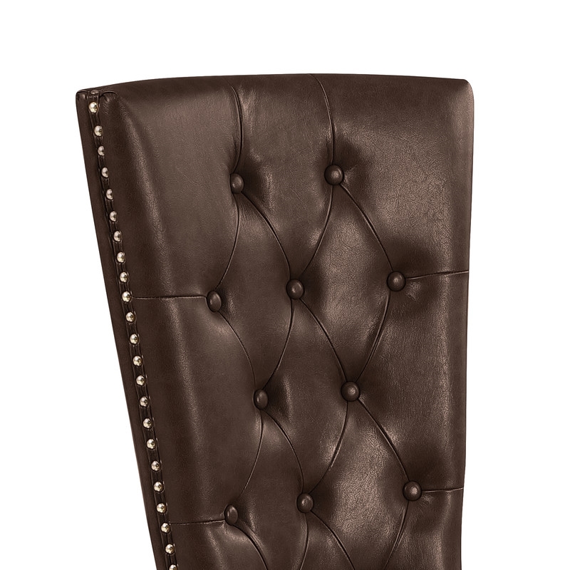 Best Quality Furniture Faux Leather Dining Chairs with Gold Base & Nailhead Trim