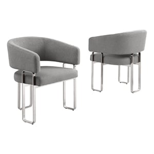 Best Quality Furniture Gray Teddy Fabric Side Chairs with Silver Iron Base