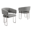 Best Quality Furniture Gray Teddy Fabric Side Chairs with Silver Iron Base