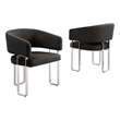 Best Quality Furniture Black Teddy Fabric Side Chairs with Silver Iron Base
