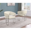 Best Quality Furniture Cream Teddy Fabric Side Chairs with Silver Iron Base
