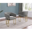 Best Quality Furniture Gray Teddy Fabric Side Chairs with Gold Iron Base