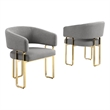 Best Quality Furniture Gray Teddy Fabric Side Chairs with Gold Iron Base