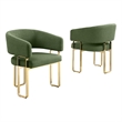 Best Quality Furniture Green Teddy Fabric Side Chairs with Gold Iron Base