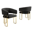 Best Quality Furniture Black Teddy Fabric Side Chairs with Gold Iron Base