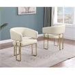 Best Quality Furniture Cream Teddy Fabric Side Chairs with Gold Iron Base