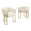 Best Quality Furniture Cream Teddy Fabric Side Chairs with Gold Iron Base