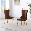 Best Quality Furniture Mocha Faux Leather Side Chairs with Gold Chrome Base