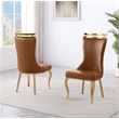 Best Quality Furniture Toffee Faux Leather Side Chairs with Gold Chrome Base