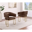 Best Quality Furniture Mocha Faux Leather Side Chairs with Gold Chrome Base