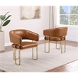 Best Quality Furniture Toffee Faux Leather Side Chairs with Gold Chrome Base