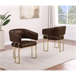 Best Quality Furniture Espresso Faux Leather Side Chairs with Gold Chrome Base