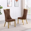Best Quality Furniture Mocha Faux Leather Side Chairs with Gold Steel Base