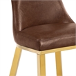 Best Quality Furniture Mocha Faux Leather Side Chairs with Gold Steel Base
