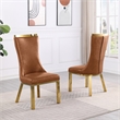 Best Quality Furniture Toffee Faux Leather Side Chairs with Gold Steel Base