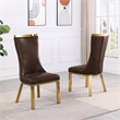 Best Quality Furniture Espresso Faux Leather Side Chairs with Gold Steel Base