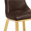 Best Quality Furniture Espresso Faux Leather Side Chairs with Gold Steel Base