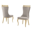 Best Quality Furniture Gray Boucle Fabric Chairs with Gold Iron Frame