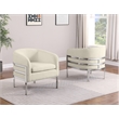 Best Quality Furniture Cream Teddy Fabric Accent Chair with Silver Iron Base
