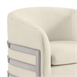 Best Quality Furniture Cream Teddy Fabric Accent Chair with Silver Iron Base