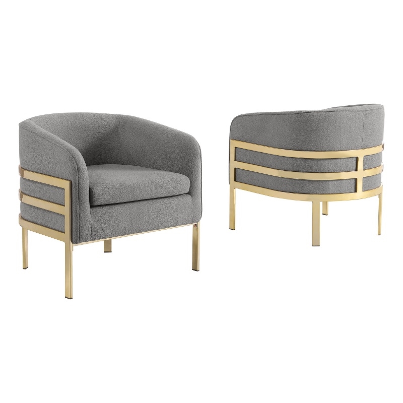 Best Quality Furniture Gray Teddy Fabric Accent Chair with Gold Iron Base