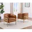 Best Quality Furniture Toffee Faux Leather Accent Chair with Gold Chrome Base