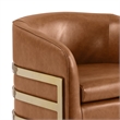 Best Quality Furniture Toffee Faux Leather Accent Chair with Gold Chrome Base