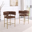 Best Quality Furniture Mocha Faux Leather Counterheights with Gold Base