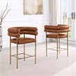 Best Quality Furniture Toffee Faux Leather Counterheights with Gold Base