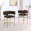Best Quality Furniture Espresso Faux Leather Counterheights with Gold Base