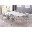 Best Quality Furniture 9 Piece White Marble Dining Set with Stainless Steel Base