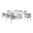 Best Quality Furniture 9 Piece White Marble Dining Set with Stainless Steel Base